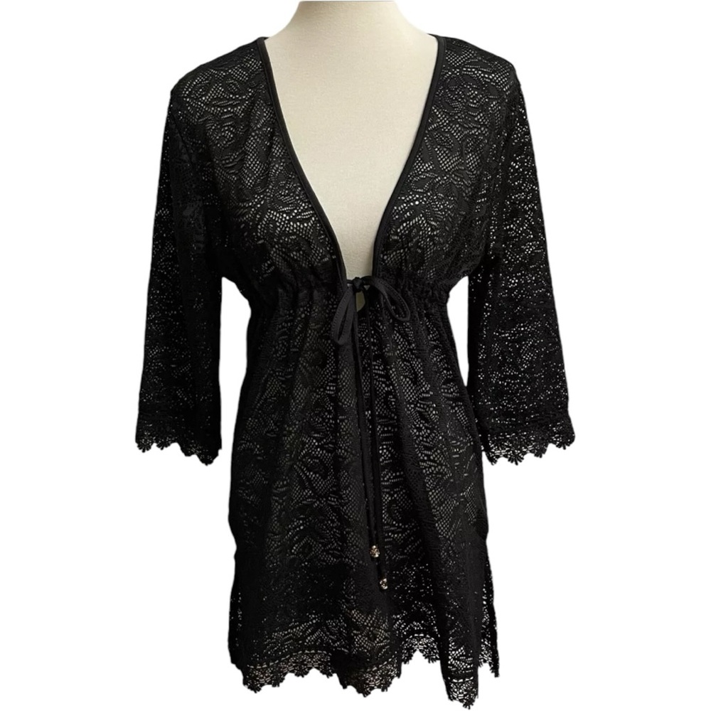 Club Z Collection Lace Swim Cover-Up Women Size M Black